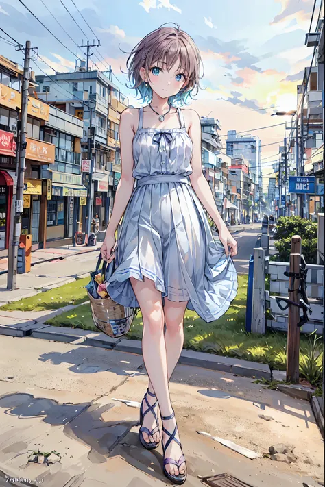 Yo Watanabe, Yu Watanabe, Brown Hair，Shortcuts，Messy Hair，Short braided hair，Neat，Slender beauty，A dignified posture，Small chest，Beautiful feet，Her captivating grey-blue eyes shine like stars，Vibrant colors,Beautiful Eyes,A delicate smile,Textured Skin,The...