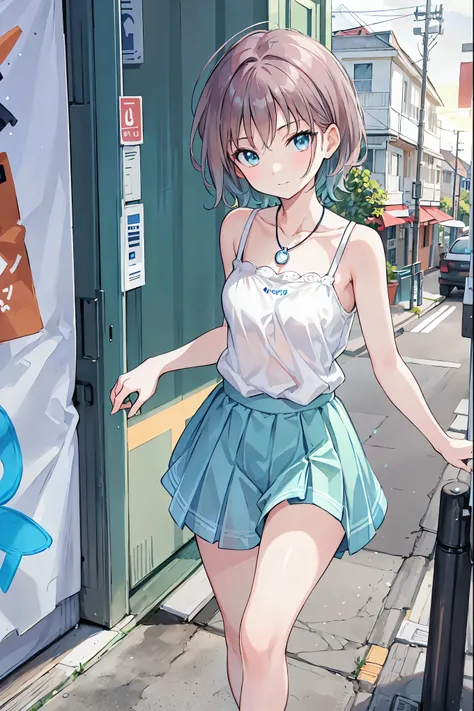 Yo Watanabe, Yu Watanabe, Brown Hair，Shortcuts，Messy Hair，Short braided hair，Neat，Slender beauty，A dignified posture，Small chest，Beautiful feet，Her captivating grey-blue eyes shine like stars，Vibrant colors,Beautiful Eyes,A delicate smile,Textured Skin,The...