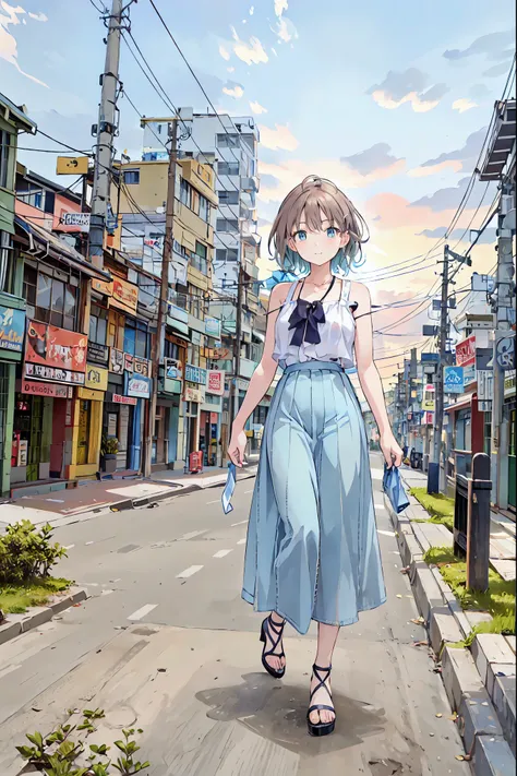 Yo Watanabe, Yu Watanabe, Brown Hair，Shortcuts，Messy Hair，Short braided hair，Neat，Slender beauty，A dignified posture，Small chest，Beautiful feet，Her captivating grey-blue eyes shine like stars，Vibrant colors,Beautiful Eyes,A delicate smile,Textured Skin,The...