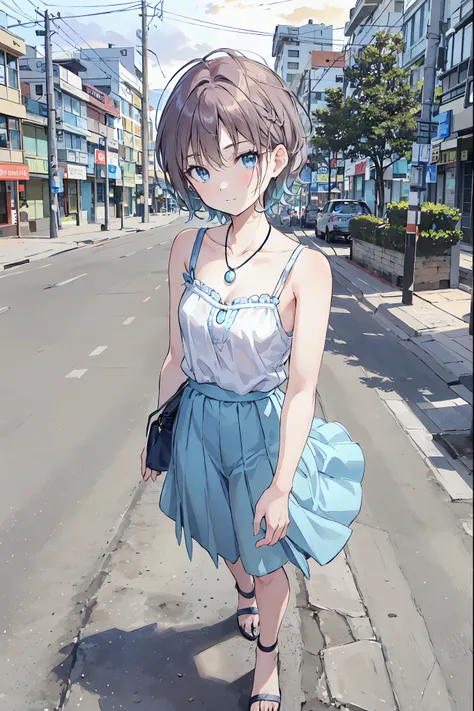 Yo Watanabe, Yu Watanabe, Brown Hair，Shortcuts，Messy Hair，Short braided hair，Neat，Slender beauty，A dignified posture，Small chest，Beautiful feet，Her captivating grey-blue eyes shine like stars，Vibrant colors,Beautiful Eyes,A delicate smile,Textured Skin,The...