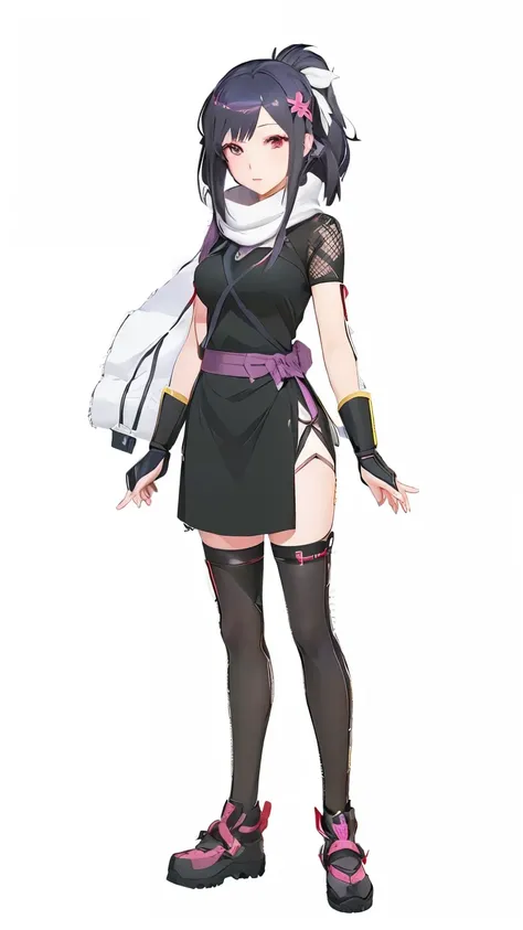 tsubaki from isekai wa smartphone to tomo ni, in another wolrd whit my smartphone, a anime drawing of a woman in a black dress with a knife, haruno sakura, hinata hyuga, hinata hyuga from naruto, full body concept, anime girl wearing a black dress, anime w...