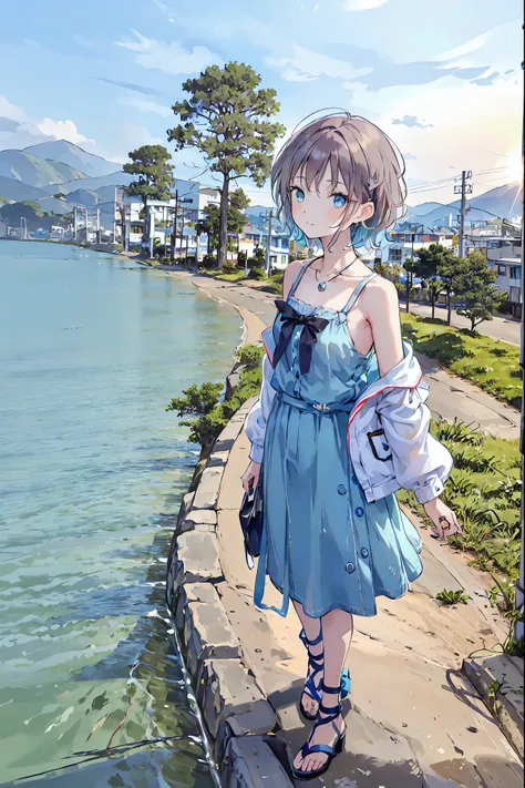 Yo Watanabe, Yu Watanabe, Brown Hair，Shortcuts，Messy Hair，Short braided hair，Neat，Slender beauty，A dignified posture，Small chest，Beautiful feet，Her captivating grey-blue eyes shine like stars，Vibrant colors,Beautiful Eyes,A delicate smile,Textured Skin,The...