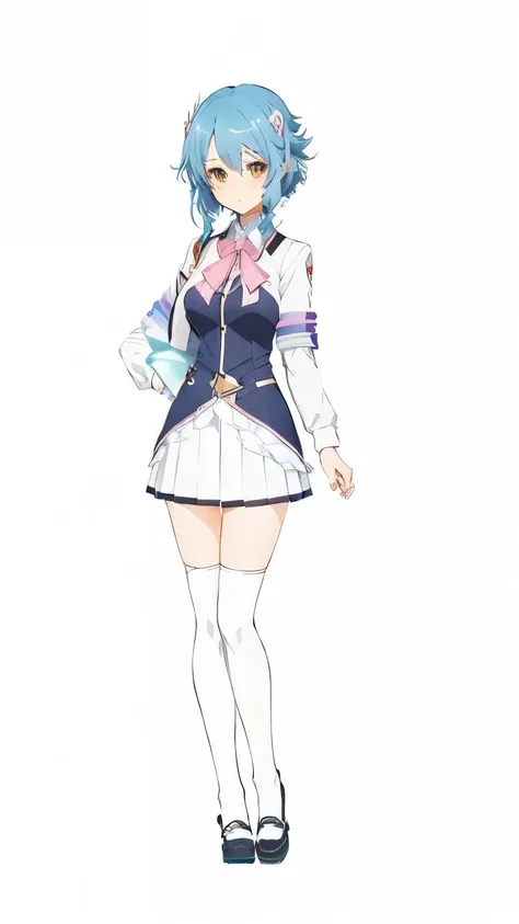 irisfarm from isekai wa smartphone to tomo ni, in another world whit my smartphone, a drawing of a woman in a short skirt and a jacket, anime full body illustration, 2 d anime style, single character full body, anime girl named lucy, official character art...