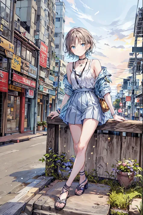 Yo Watanabe, Yu Watanabe, Brown Hair，Shortcuts，Messy Hair，Short braided hair，Neat，Slender beauty，A dignified posture，Small chest，Beautiful feet，Her captivating grey-blue eyes shine like stars，Vibrant colors,Beautiful Eyes,A delicate smile,Textured Skin,The...