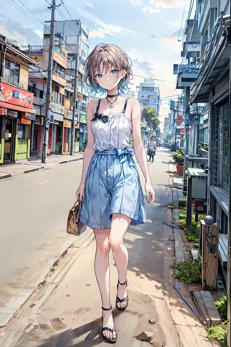 Yo Watanabe, Yu Watanabe, Brown Hair，Shortcuts，Messy Hair，Short braided hair，Neat，Slender beauty，A dignified posture，Small chest，Beautiful feet，Her captivating grey-blue eyes shine like stars，Vibrant colors,Beautiful Eyes,A delicate smile,Textured Skin,The...