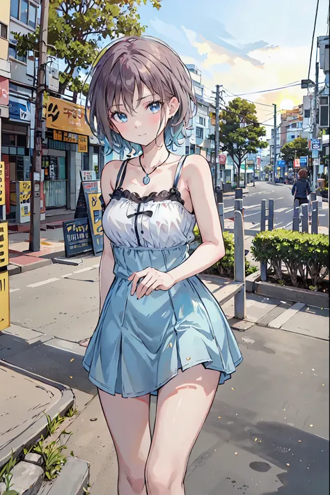 Yo Watanabe, Yu Watanabe, Brown Hair，Shortcuts，Messy Hair，Short braided hair，Neat，Slender beauty，A dignified posture，Small chest，Beautiful feet，Her captivating grey-blue eyes shine like stars，Vibrant colors,Beautiful Eyes,A delicate smile,Textured Skin,The...