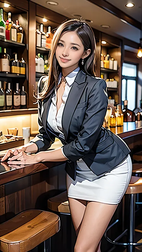 (one woman),(japanese),(((super long brown hair reaching to her knees:1.4)),(whole body:1.5),(front:1.5),(cabin crew),(stewardes...