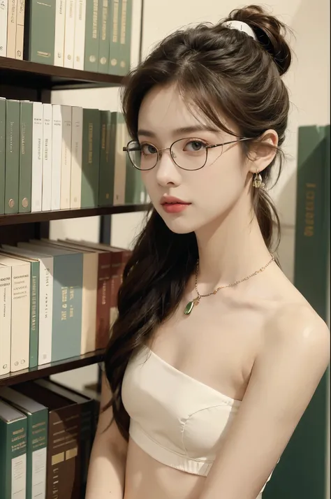 (((best quality))),(((ultra detailed))),(((masterpiece))),illustration,((1 beautiful girl,female doctor,solo)),professional, focused, (short ponytail:1.2),(Medical mask:1.3),((small breasts,flat chest)),((slim,thin)), determined,(strapless white bra:1.3), ...