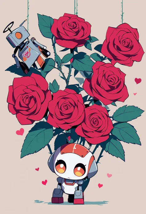 rose，small robot，cute