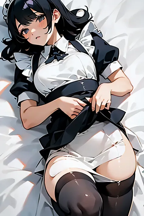 Black Hair、Maid、Maid uniform、Black Stockings、Realistically