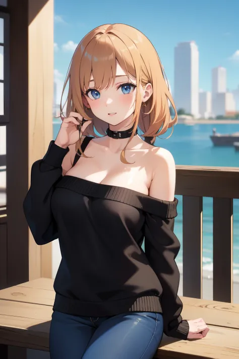 ((Best Quality)), ((masterpiece)), (detailed), One girl, Off-the-shoulder sweater, 