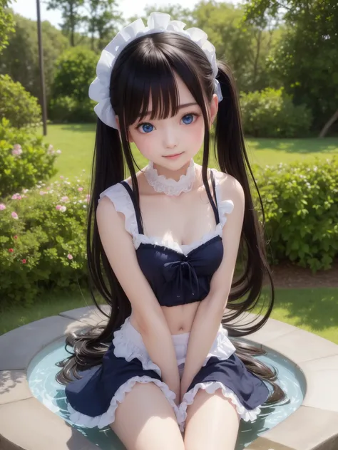 ((masterpiece)), ((highest quality、Ultra high definition)), (Very detailed),8K、Photo quality、((Amazingly cute girl))ld girl)), Two people, , (Beautiful emerald blue eyes), ((smile)),In the open-air bath overlooking the sea, Beautifully arranged black hair ...