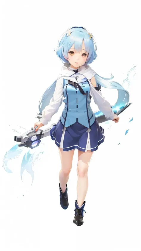 allis from in another world with my smartphone, isekai wa smartphone to tomo ni, anime  in a blue dress and a white shirt and black boots, rem rezero, kantai collection style, anime moe artstyle, anime visual of a cute girl, rimuru, female protagonist 👀 :8...