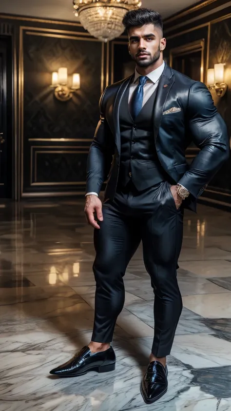 handsome tall kuwait muscular hunk in formal suit, formal shoes, socks, masterpiece, hd, hdr, depth of field, hd, hdr, d750f nik...