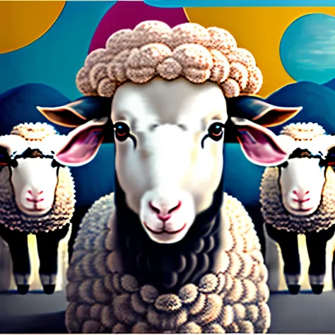 Expressionism、sheep、アヴァンギャルドな色彩のsheep