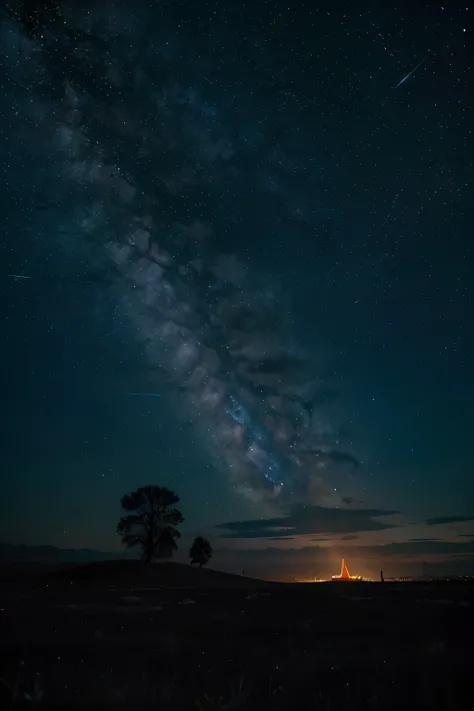 colorful night sky with stars and spaceships in the background