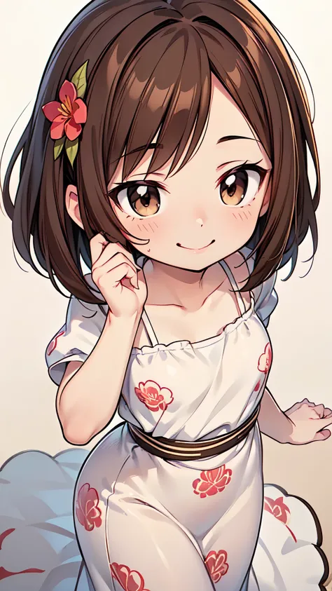 1,000,000、１People Girls、(Brown hair short cut、Beautiful brown hair、Keep your head small、Perfect Face、Shiny skin、Clear, reflective brown eyes、Slightly chubby、Small breasts、buttocks are small)、(((Teasing Smile)))、break、
Lets think step by step、Best Quality、m...