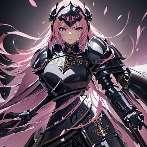 anime, anime girl, black, pink, white, eyes, hair, armor, armor, armor, armor, armor, armor, armor, armor, armor, anime epic artwork, best anime 4k konachan wallpaper, knights of zodiac girl, armor girl, dark armor, extremely detailed artgerm, anime fantas...