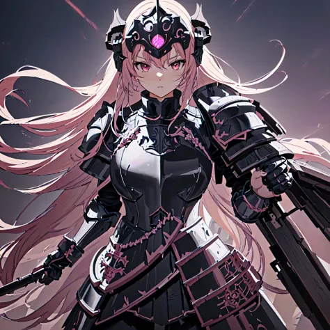 anime, anime girl, black, pink, white, eyes, hair, armor, armor, armor, armor, armor, armor, armor, armor, armor, anime epic artwork, best anime 4k konachan wallpaper, knights of zodiac girl, armor girl, dark armor, extremely detailed artgerm, anime fantas...