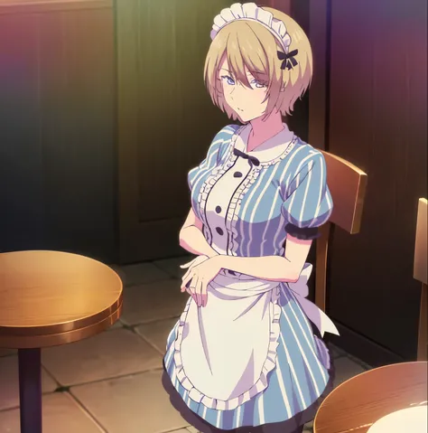 ((1girl)),((alone)), Akane hououji, (Megami no café terrace),(masterpiece), (best quality), (ultra detailed), (best illustration), (best shadow), ( absurd ), sharp focus, cowboy shot, atmospheric perspective, depth of field, dynamic posture, ((looking at v...