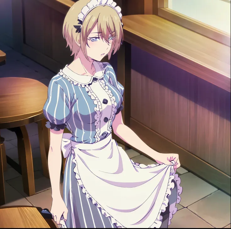 ((1girl)),((alone)), Akane hououji, (Megami no café terrace),(masterpiece), (best quality), (ultra detailed), (best illustration), (best shadow), ( absurd ), sharp focus, cowboy shot, atmospheric perspective, depth of field, dynamic posture, ((looking at v...