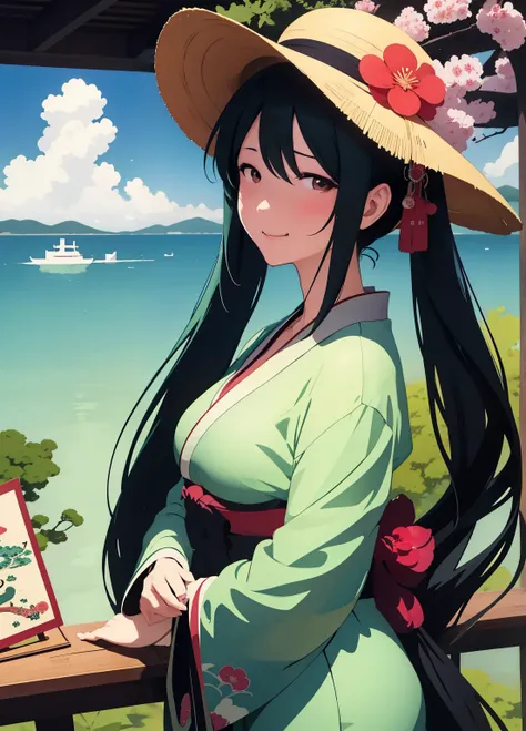 (masterpiece、Best Quality、Best Quality、Official Art、Beautiful and beautiful:1.2)、(One person:1.3)Hatsune Miku、Twin tails,Beautiful breasts,Please suggest an attractive design、One person and one cat、masterpiece、Utagawa Hiroshige、Natural color design、Morning...