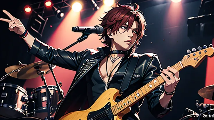 ４Rock band, Costume with many leather bands wrapped around the body,Fan art of Takanori Nishikawa