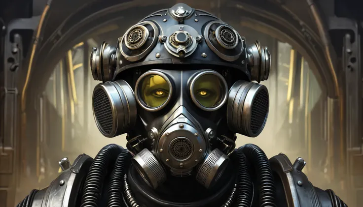 There are many people wearing helmets and people wearing helmets with gas masks., Dieselpunk Cyborg, Necro xiii, Symmetrical Dieselpunk Warrior, Necro iii, Necro borja, Machine Black Dieselpunk Grimcore, Aztec Cyborg movie still, Necro, Highly detailed cgs...