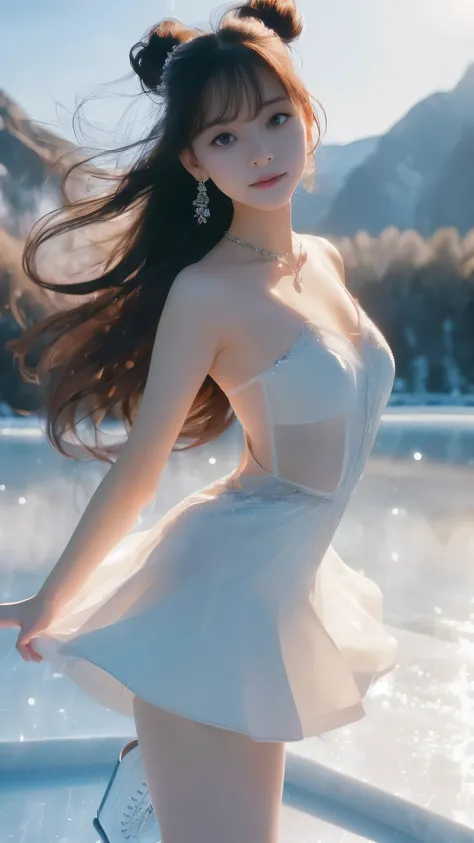 Ice Skater,
17, 1 girl,
Long black hair, bangs,
Windblown hair,
(Bunny eared girl)
Double eyelids,
(Makeup: 0.9),
(Perfect face. Delicate face),
(Jewelry, necklace, earrings),
(White skin),
(Adult body type),
Kirara Jump, Perfect body.
(Tall adult body typ...