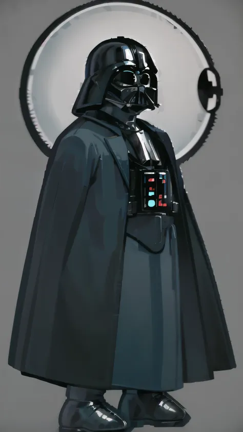 high quality, human,tall, darth_vader suit suit masterpiece, simple background, full body, black eyes, solid oval eyes, outline,...