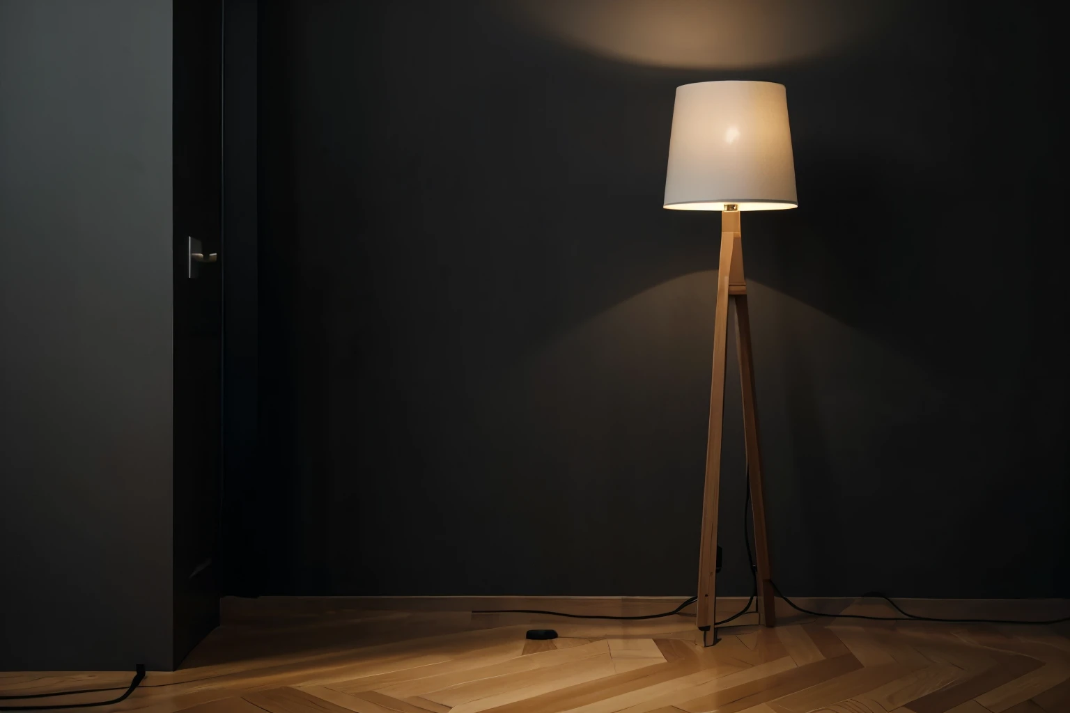 dark interior wall ,floor lamp