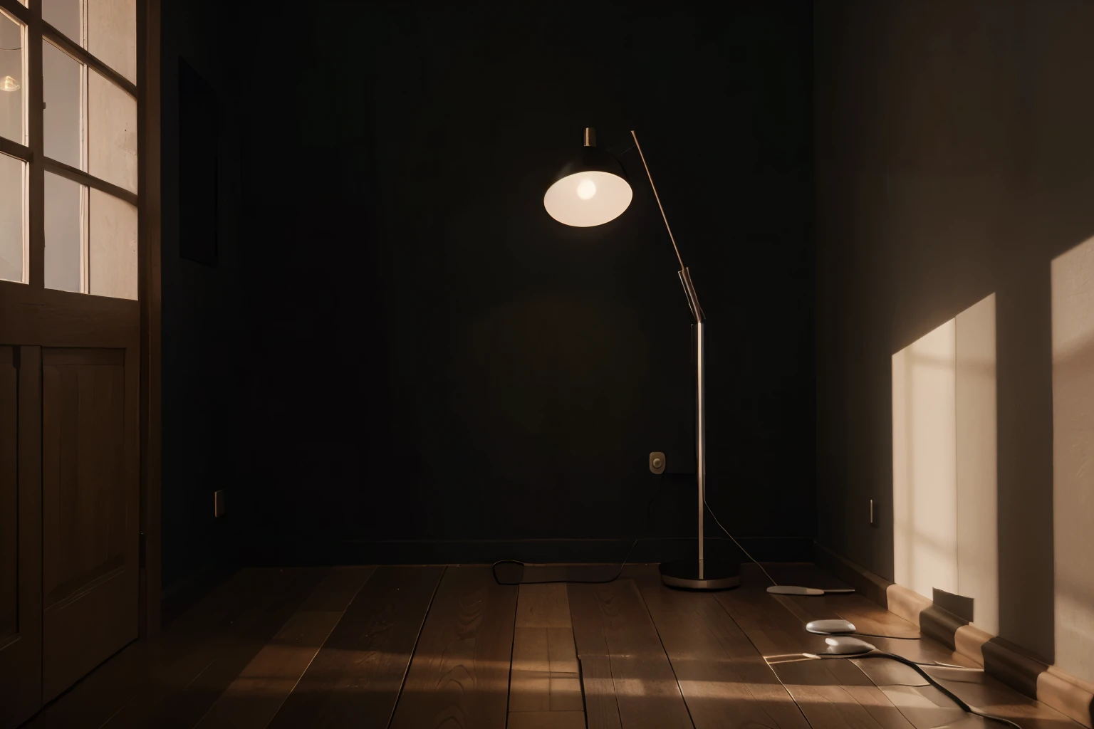 dark interior wall ,floor lamp