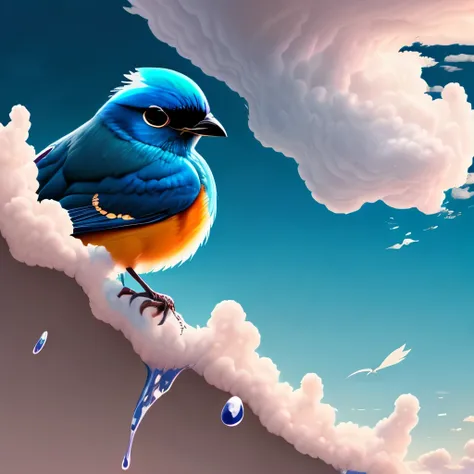 A blue bird melting into the blue sky