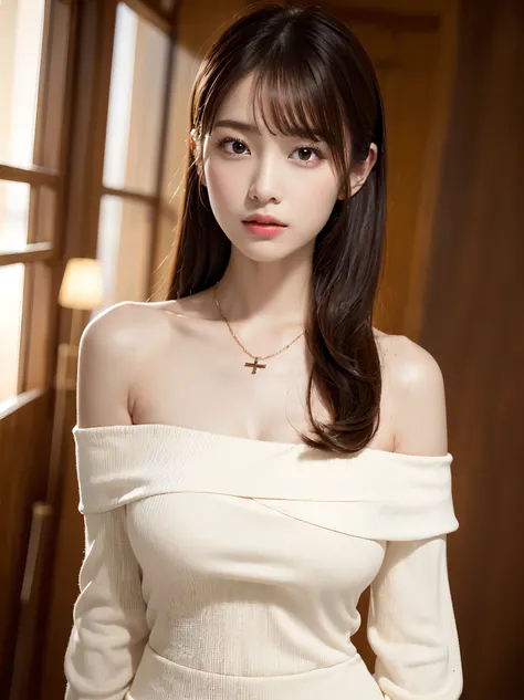  body、Full body Esbian、squat、Very small waist、(very big breasts:1.3)、ponytail、plump thighs、natural skin、Extra-fine face、 extra thin hands, Very thin fingers, Best ratio、surreal, ((cute dress、Exposing too much skin、off shoulder、The length is short and the t...