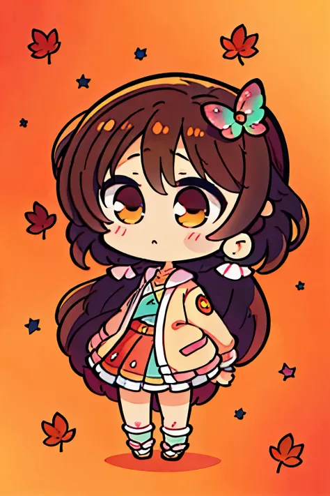 anime girl and butterflys, 🍁 cute, anime moe artstyle, kawaii chibi, anime chibi, inspired by takehisa yumeji, chibi anime, chib...