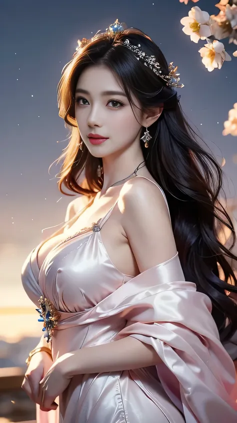 (8k resolution、Very detailed、high quality、wallpaper、)、(NSFW:1.2)、(Photorealistic:1.2)、(Sharp Focus)、A woman dancing happily、joy、Calm expression、Relaxed、A kind smile、1girl、Front View、Accurate and perfect anatomy、(Japanese angel)、(Japanese Goddess)、Vibrant c...