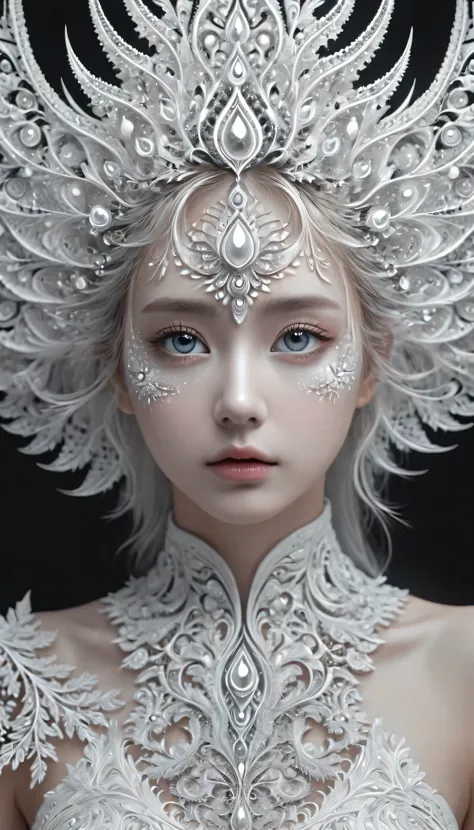 (absurd, High resolution, very detailed), 1 girl, solitary, Very detailed eyes, (Official art, Beauty and aesthetics: 1.2), (Fractal Art: 1.3), White powder color scheme, The most detailed