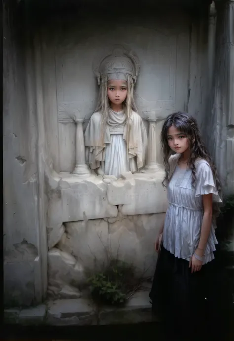 girl standing next to an ancient temple