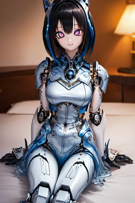 (SFW:2), photorealistic, realistic photo, 8k, ((highest quality)), ((masterpiece)), (extremely detailed), kukolnydom, doll, mecha musume, mechanical parts, ((robot joints)), head gear, (cowboy shot, mature woman, 21yo, 21_years_old, solo:1.6), (sitting on ...