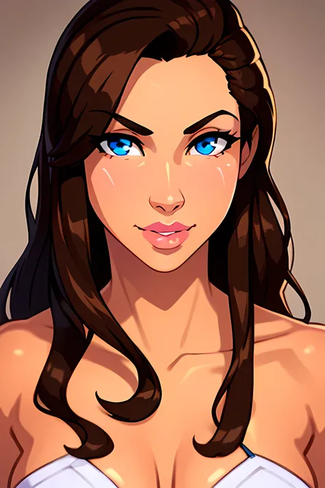 ((ultra quality)), ((masterpiece)), ((brown hair long hair)), (beautiful face), (beautiful female lips), (), charming, ((sexy fa...