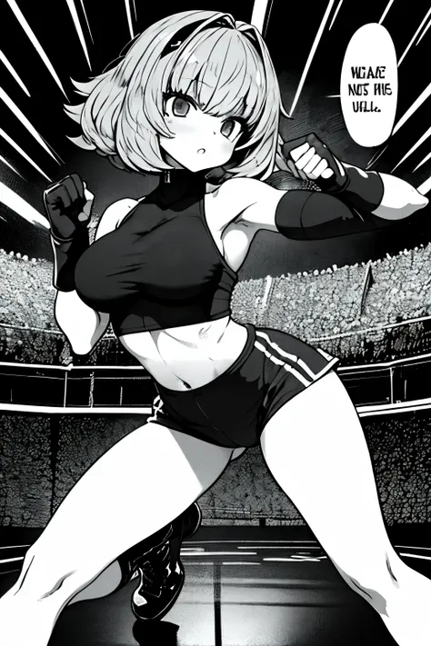 lineart grayscale amelia watson gorgeous tetona y nalgona hot sexy female wrestler, she has long bob cut curly blonde hair, her ...