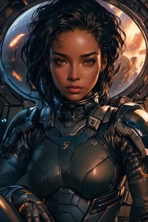 Close-up of a woman in a futuristic suit with a helmet, Lost Draw | Afrofuturism, Art Gelm jsc, SF Women, Detailed sci-fi art, Art Gelm julie bell beeple, Portrait armored astronaut girl, Sci-Fi illustrations, Sci-Fi illustrations, Chris Moore. Art Gelm, E...