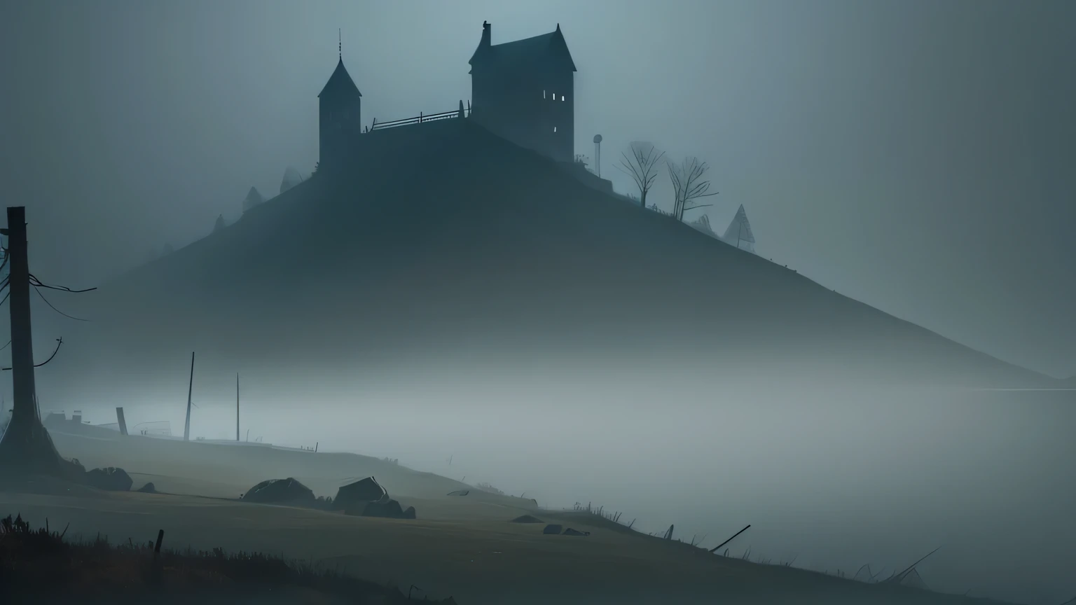 hard fog, horror landscape