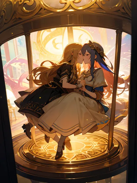 ,(Two Women),Deep Kiss、love、Merry-go-round、Kaleidoscope style、The beauty of grain、hourglass、Archimedes&#39; Tears,(manga style),(sketch),(illustration),