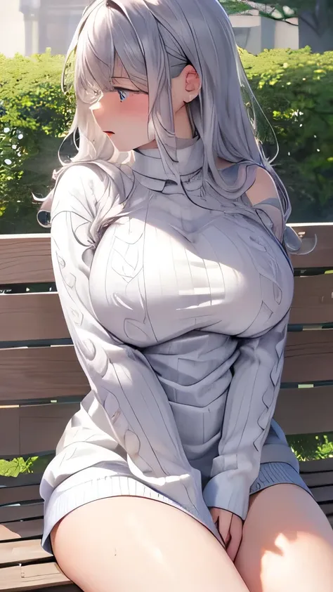 masutepiece, Best Quality, Detailed CG, 8K Wallpaper, bitch,
Perfect female body, woman, (big breast:1.3), (puppet:1.3), Elegant hair, big forhead, grey hair, super fucking beautiful, puppet, white skin, sitting on a park bench, (Pullover Sweater:1.5), han...