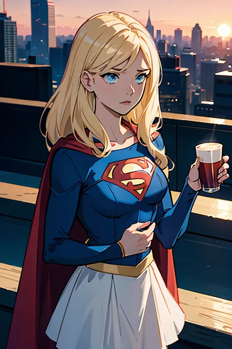 create an image featuring supergirl from dc comics in place of the original character. supergirl should be standing against the ...