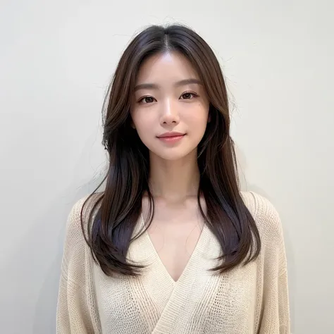(((Close-up of face)))、(((She is posing like a hair salon model.)))、Half Japanese, half Korean、2 girl、Standing Alone、Looking forward、Light eye makeup、Brown Hair Color、Flat and 、Hair blowing in the wind、Actress Quality、Glossy, ultra-realistic face、Smiling ...