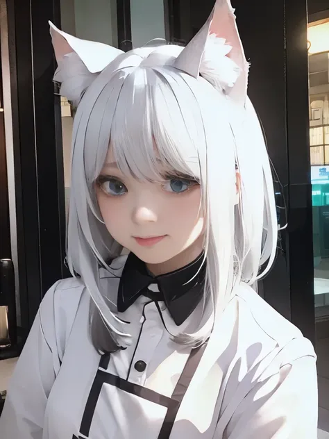 white hair cat ears