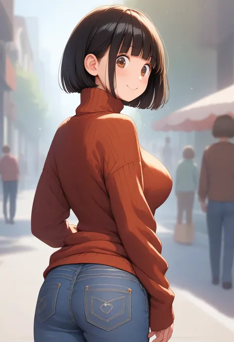 score_9,score_8_up,score_7_up,masterpiece,highest quality, source_anime, realistic, super detailed, extreme detailed, rating_explicit, 
1girl, standing, from behind, looking back, breasts focus, (upper body:1.2),
BREAK girl, 22yo, short hair, bob cut, ear,...