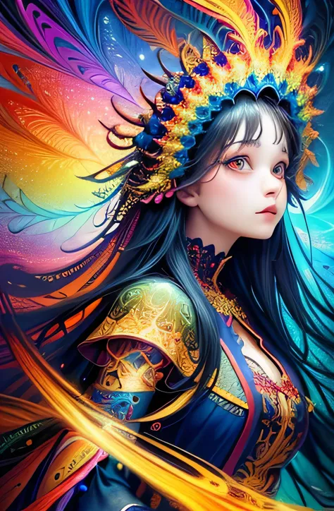 (masterpiece, top quality, best quality, official art, beautiful and aesthetic:1.2), (1girl), extreme detailed,(fractal art:1.3),colorful,highest detailed